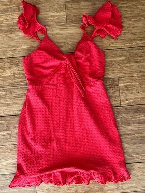 MINKPINK Red Ruffle Tie-Front Mini Dress